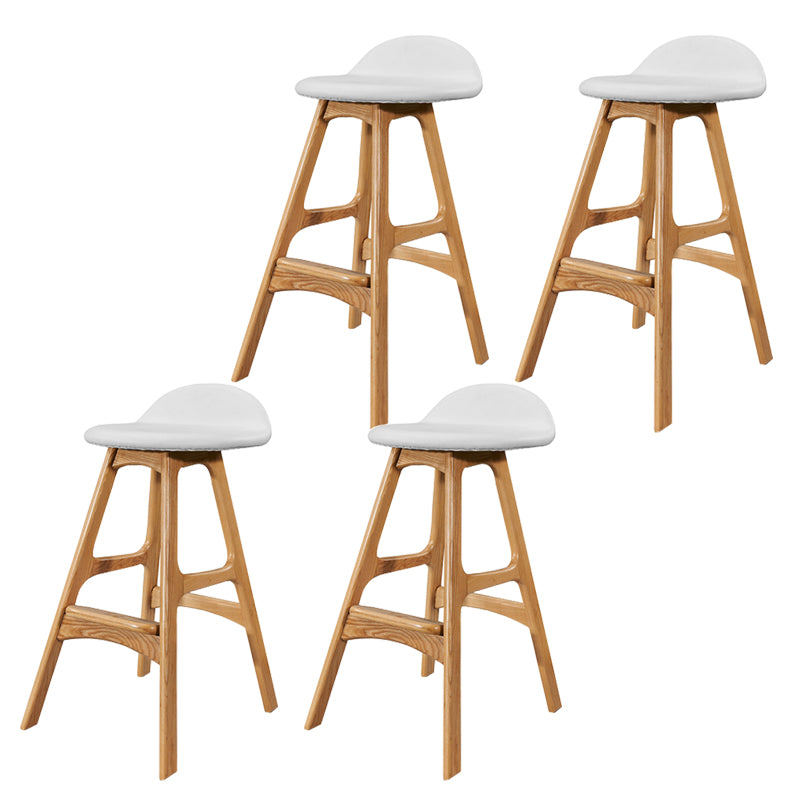 Industrial Bar Stools with Ash Wood Frame Matte Finish Faux Leather Stools