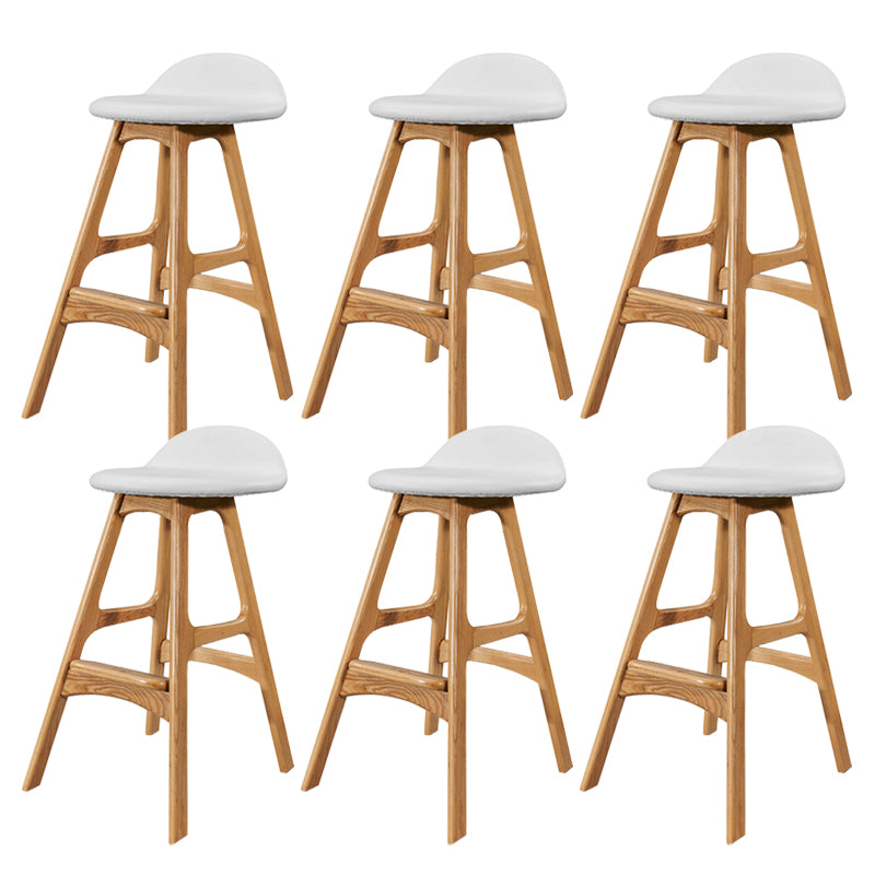 Industrial Bar Stools with Ash Wood Frame Matte Finish Faux Leather Stools
