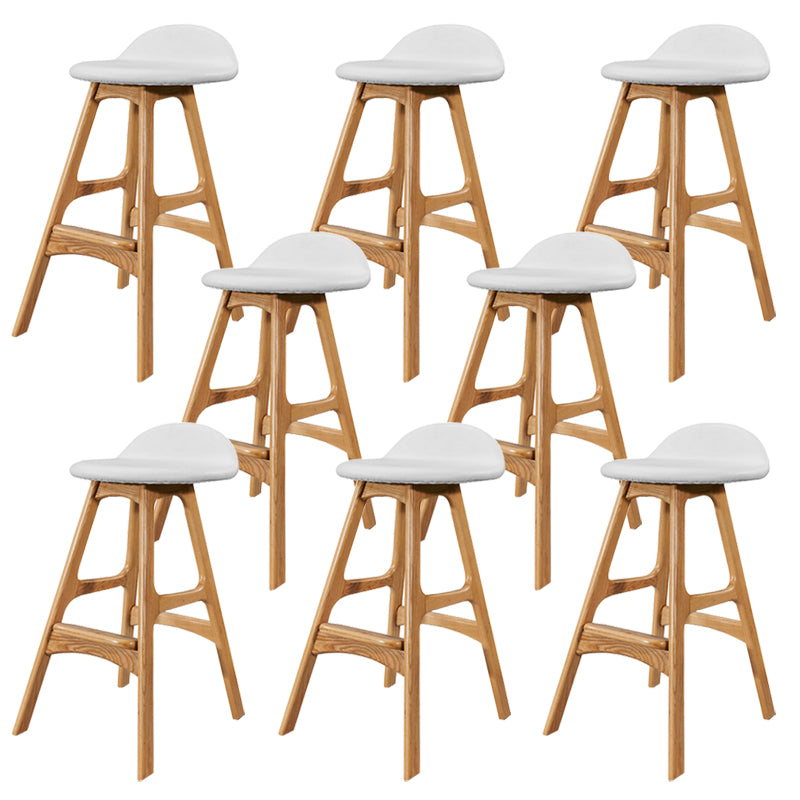 Industrial Bar Stools with Ash Wood Frame Matte Finish Faux Leather Stools