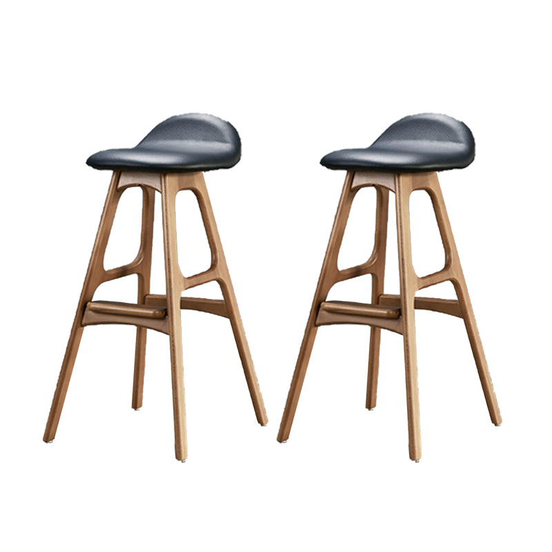 Industrial Bar Stools with Ash Wood Frame Matte Finish Faux Leather Stools