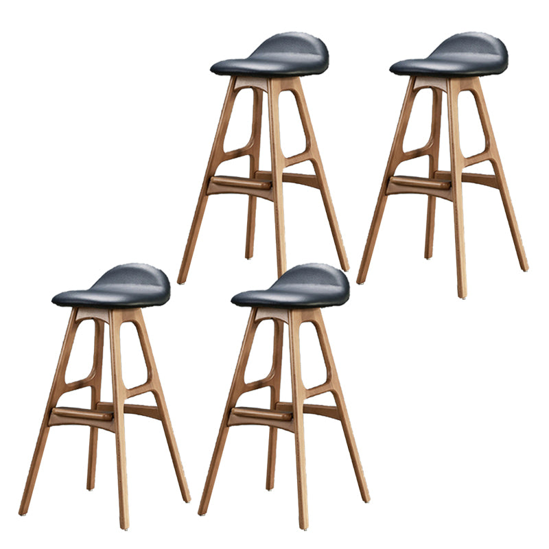 Industrial Bar Stools with Ash Wood Frame Matte Finish Faux Leather Stools