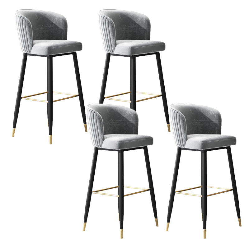 Contemporary Velvet Counter & Bar Stools Matte Finish Indoor Stools with Metal Frame