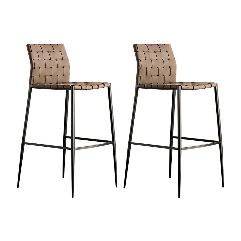 Modern Style Bar Stool Leather Backrest Counter Stool with Metal Legs