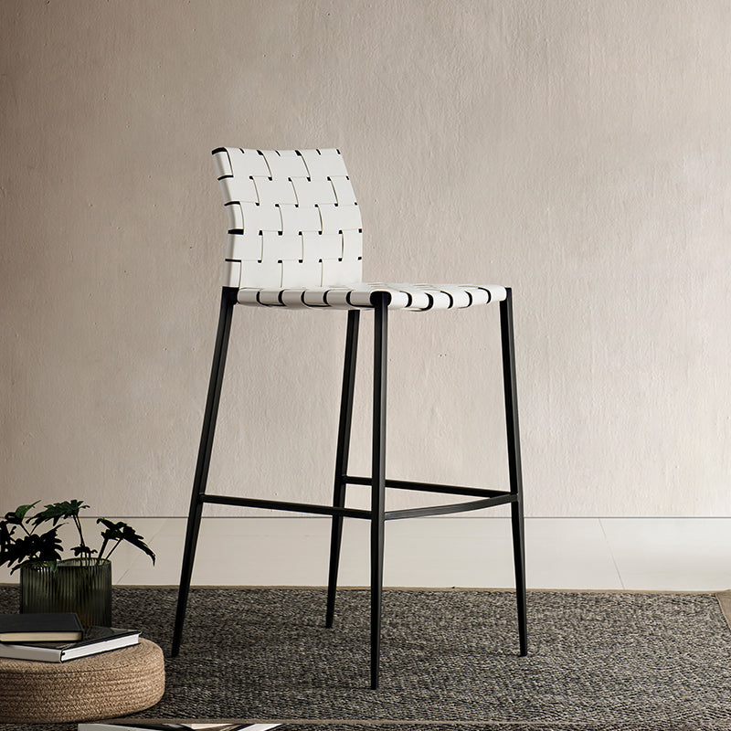 Modern Style Bar Stool Leather Backrest Counter Stool with Metal Legs