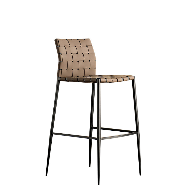 Modern Style Bar Stool Leather Backrest Counter Stool with Metal Legs