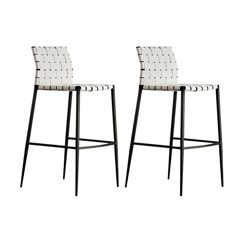 Modern Style Bar Stool Leather Backrest Counter Stool with Metal Legs