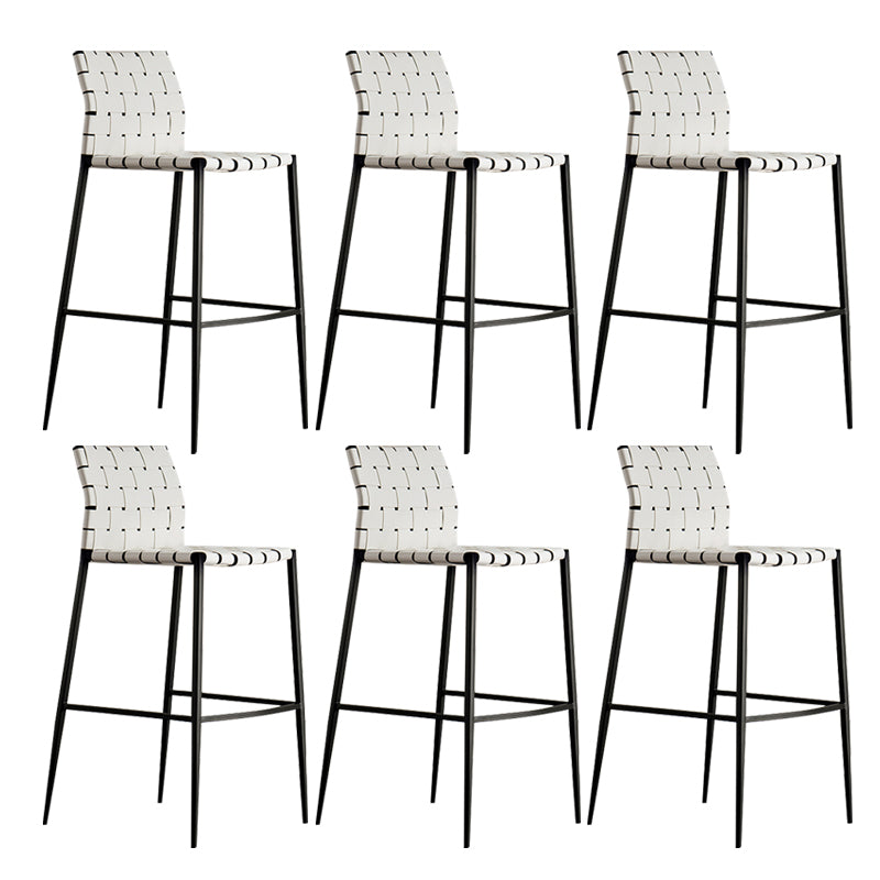 Modern Style Bar Stool Leather Backrest Counter Stool with Metal Legs