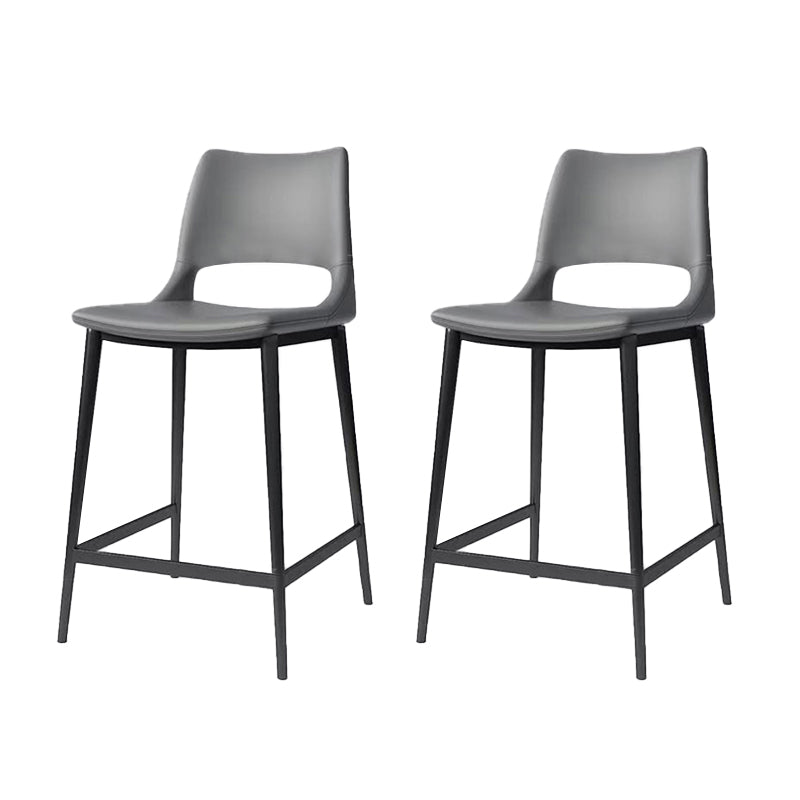 Leather Bar Stool Modern Backrest Counter Stool with Metal Legs