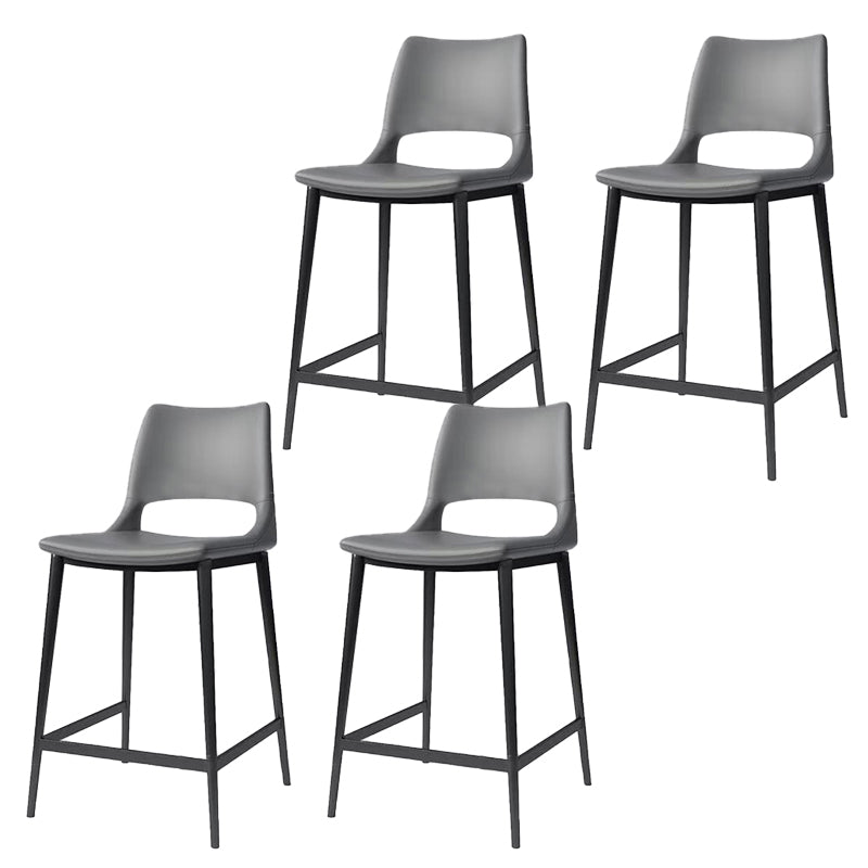 Leather Bar Stool Modern Backrest Counter Stool with Metal Legs