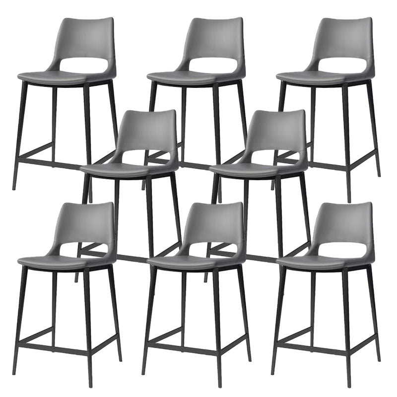 Leather Bar Stool Modern Backrest Counter Stool with Metal Legs