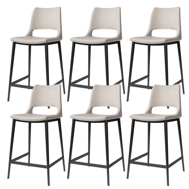 Leather Bar Stool Modern Backrest Counter Stool with Metal Legs