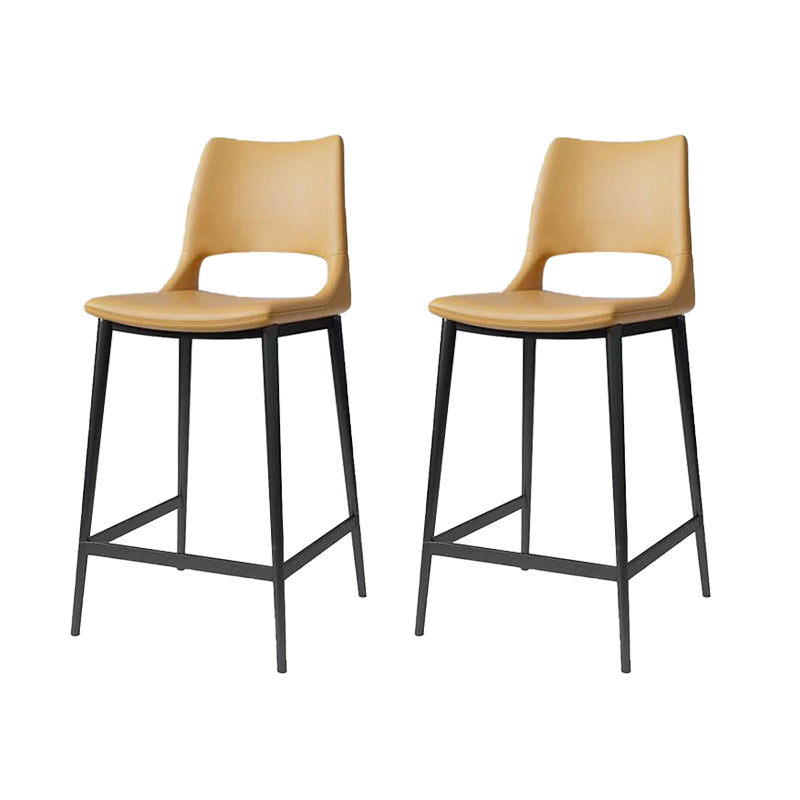 Leather Bar Stool Modern Backrest Counter Stool with Metal Legs