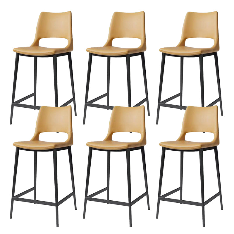 Leather Bar Stool Modern Backrest Counter Stool with Metal Legs