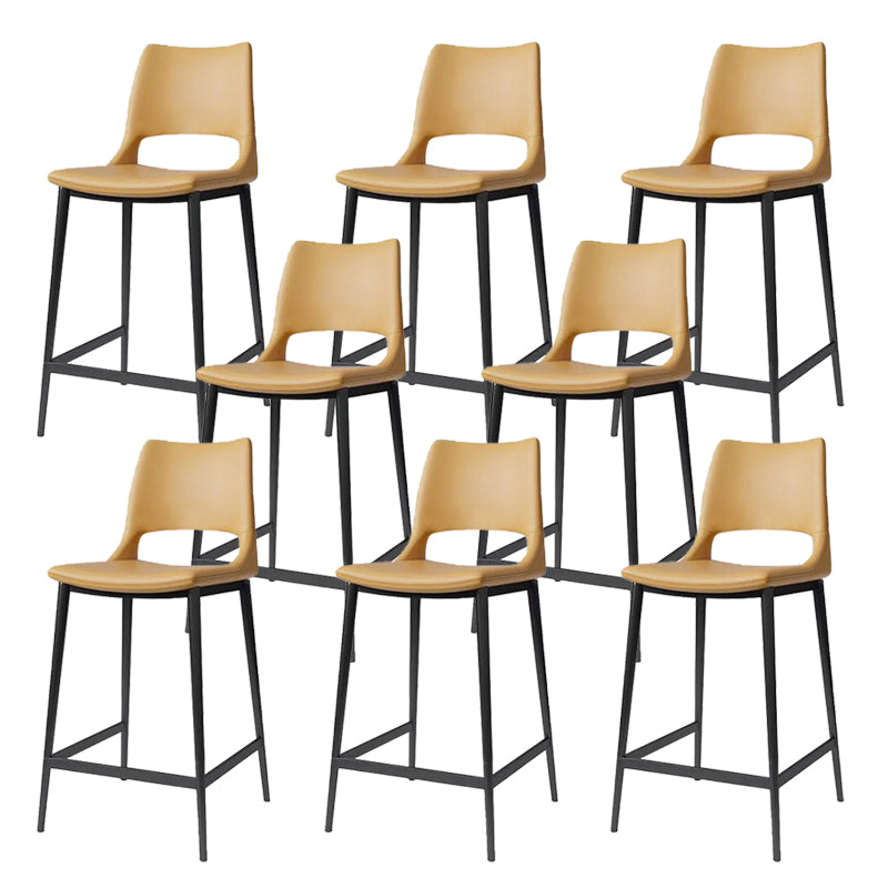 Leather Bar Stool Modern Backrest Counter Stool with Metal Legs