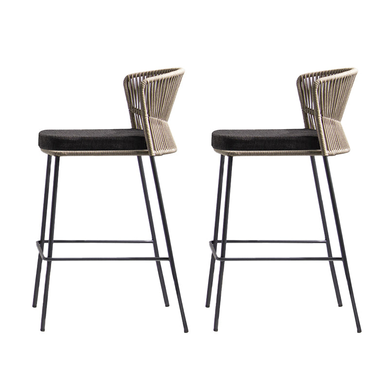 Industrial Bar Stool Upholstered Backrest Counter Stool for Dining Room