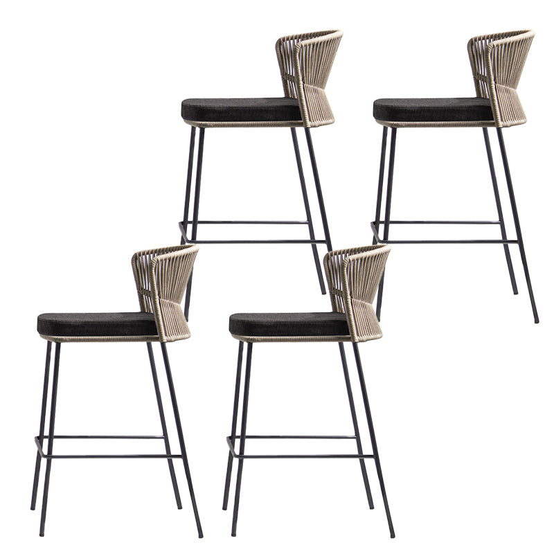 Industrial Bar Stool Upholstered Backrest Counter Stool for Dining Room