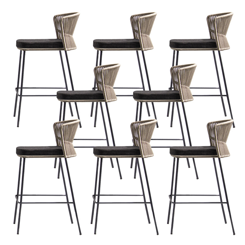 Industrial Bar Stool Upholstered Backrest Counter Stool for Dining Room