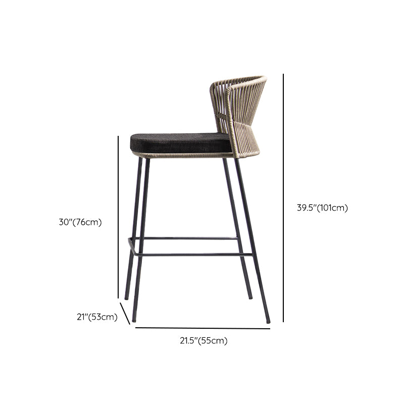 Industrial Bar Stool Upholstered Backrest Counter Stool for Dining Room