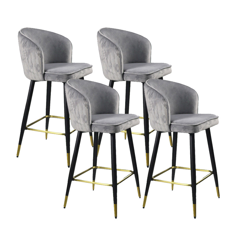 Glam Velvet Bar Stool Backrest Counter Stool for Bristol with Metal Legs