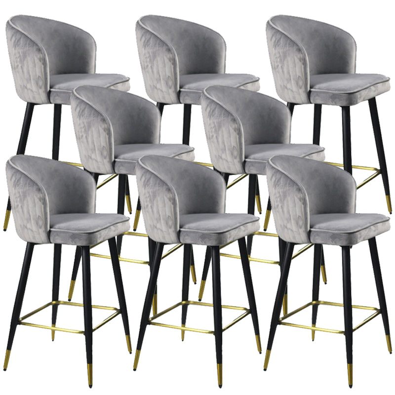 Glam Velvet Bar Stool Backrest Counter Stool for Bristol with Metal Legs