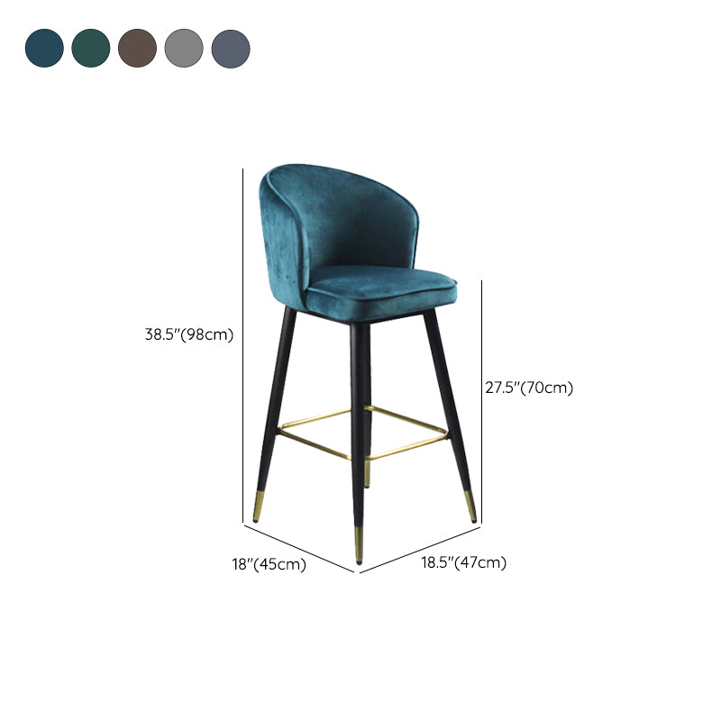 Glam Velvet Bar Stool Backrest Counter Stool for Bristol with Metal Legs