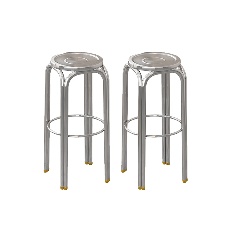 Chrome Metal Indoor Counter Stools Industrial Stainless Steel Stools