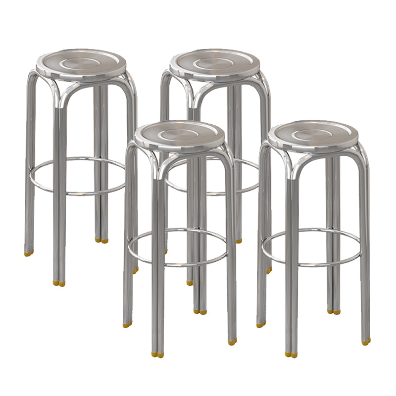 Chrome Metal Indoor Counter Stools Industrial Stainless Steel Stools