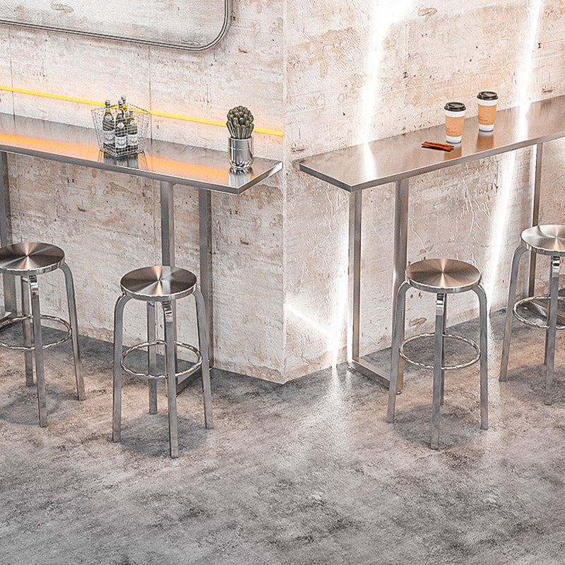 Chrome Metal Indoor Counter Stools Industrial Stainless Steel Stools