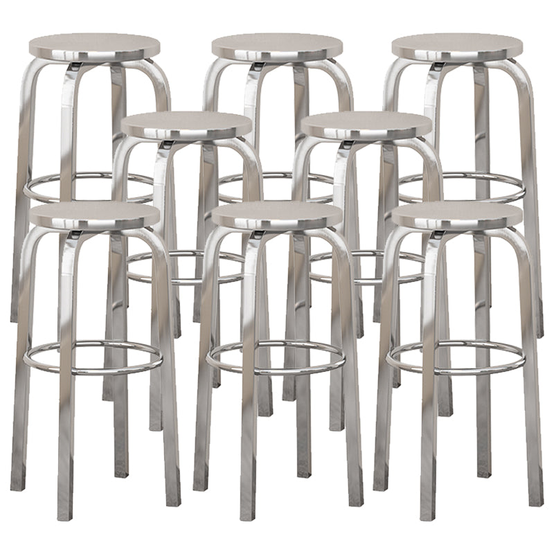Chrome Metal Indoor Counter Stools Industrial Stainless Steel Stools
