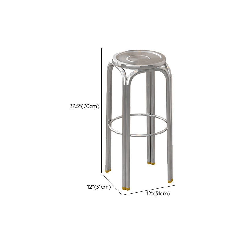 Chrome Metal Indoor Counter Stools Industrial Stainless Steel Stools