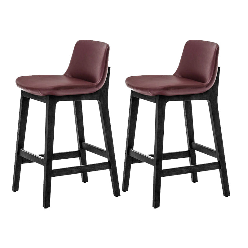 Leather Bar Stool Backrest Counter Stool for Bristol with Wooden Legs