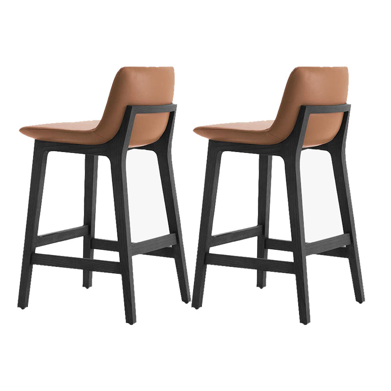 Leather Bar Stool Backrest Counter Stool for Bristol with Wooden Legs