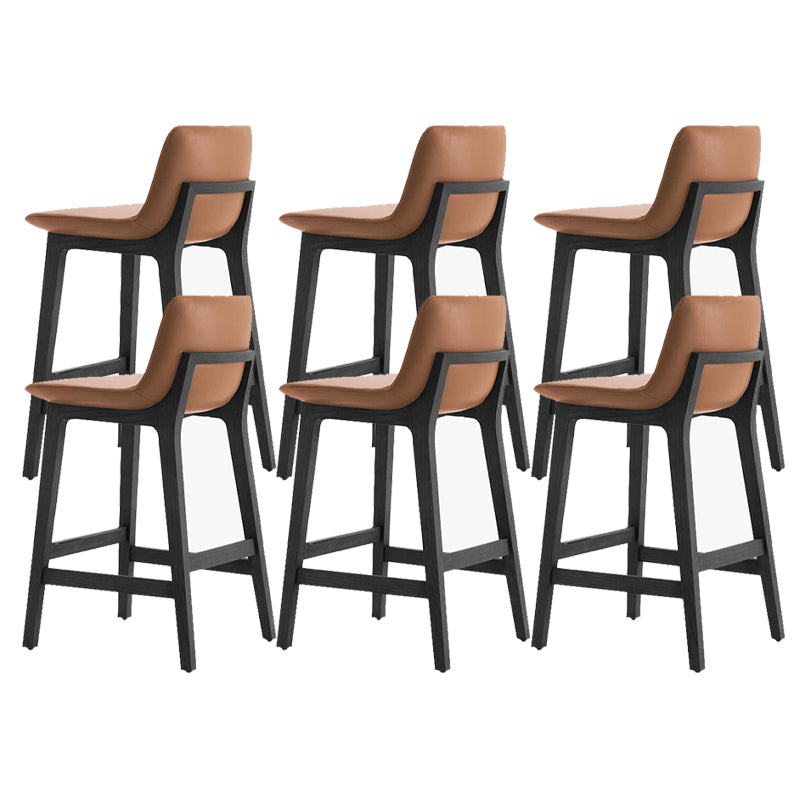 Leather Bar Stool Backrest Counter Stool for Bristol with Wooden Legs