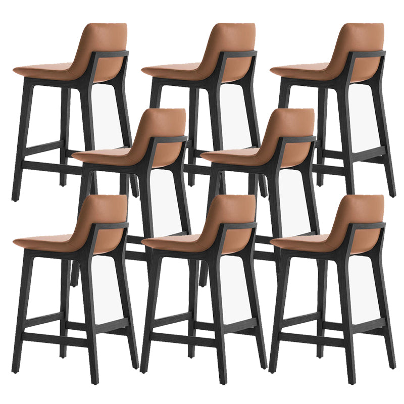 Leather Bar Stool Backrest Counter Stool for Bristol with Wooden Legs
