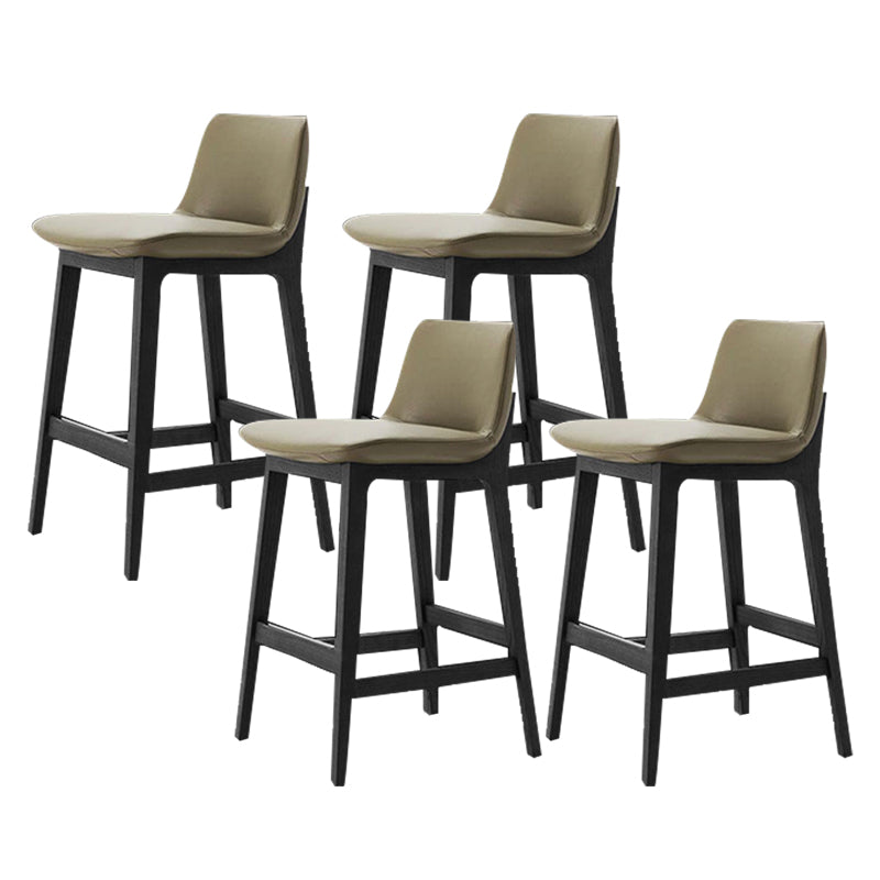 Leather Bar Stool Backrest Counter Stool for Bristol with Wooden Legs