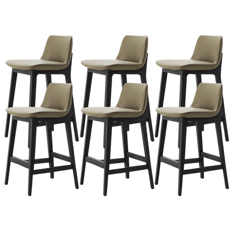 Leather Bar Stool Backrest Counter Stool for Bristol with Wooden Legs