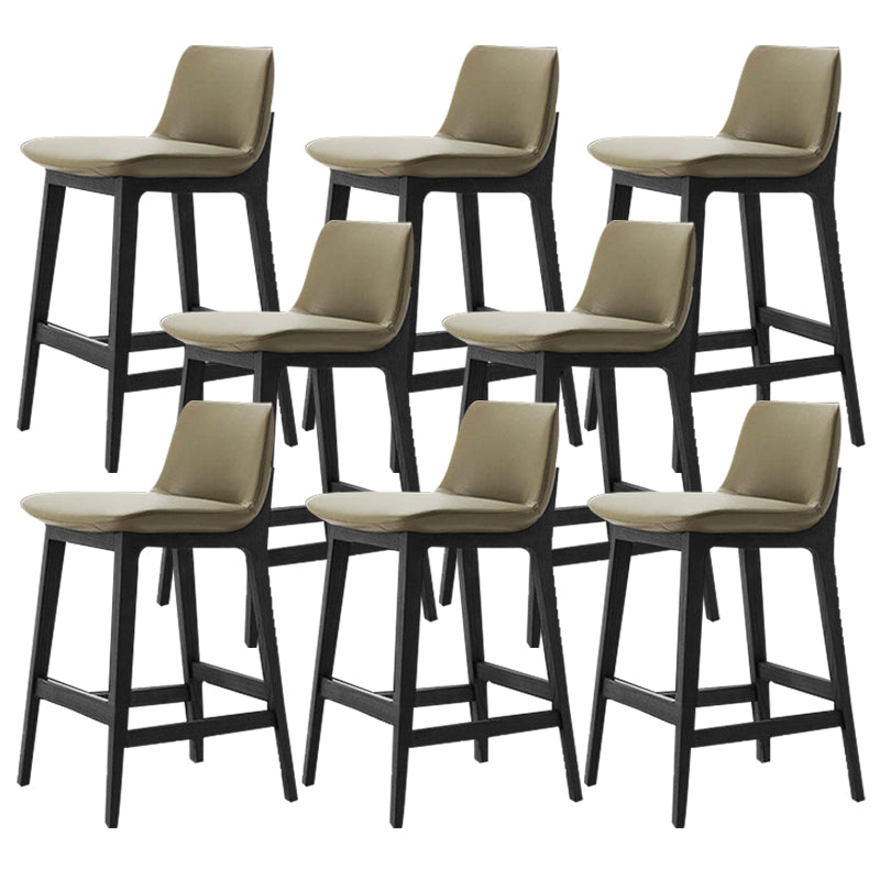 Leather Bar Stool Backrest Counter Stool for Bristol with Wooden Legs