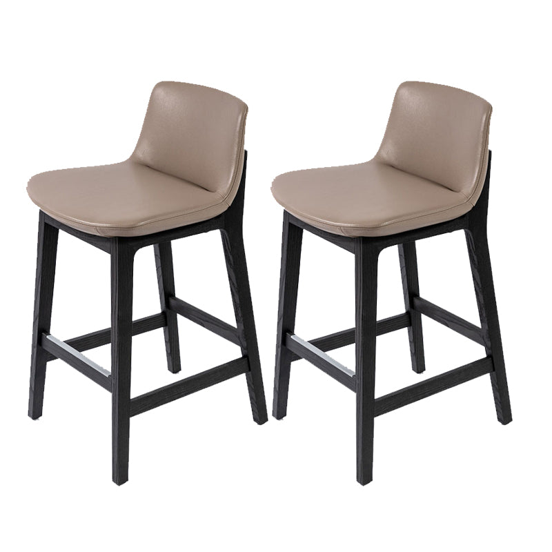 Leather Bar Stool Backrest Counter Stool for Bristol with Wooden Legs