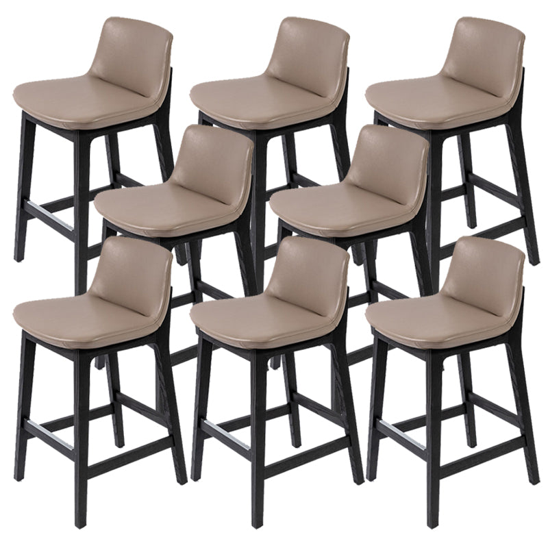 Leather Bar Stool Backrest Counter Stool for Bristol with Wooden Legs
