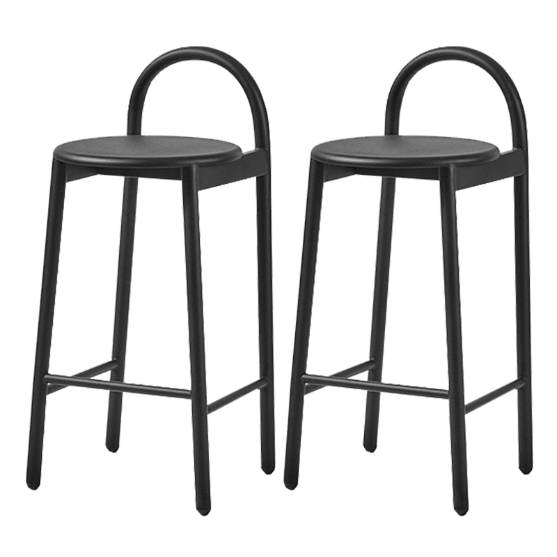 Contemporary Armless Dining Stools Solid Wood Bar Stools with Footrest