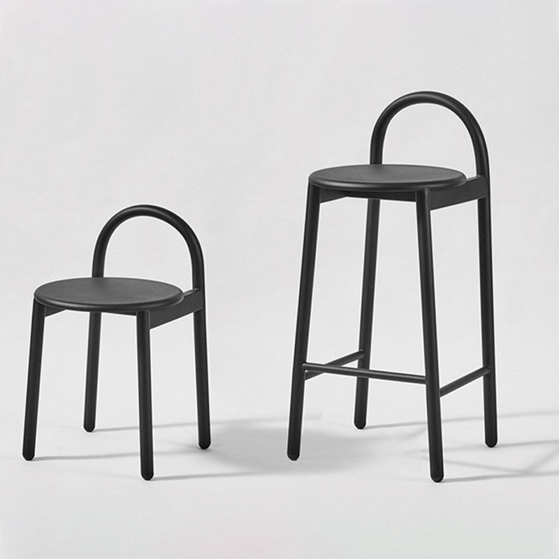 Contemporary Armless Dining Stools Solid Wood Bar Stools with Footrest