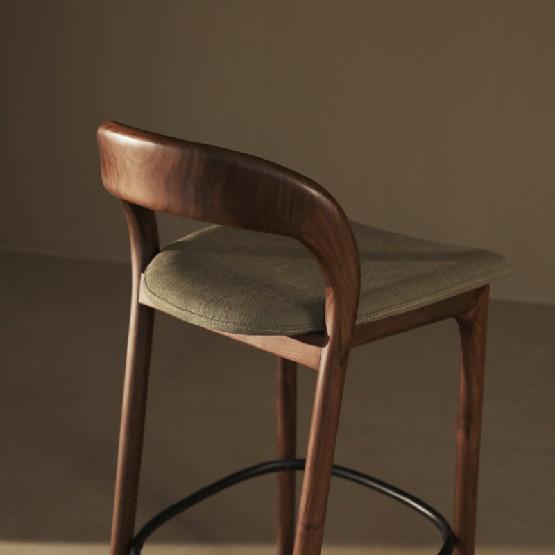 Green Fabric Counter & Bar Stools Industrial Ash Wood Indoor Stools