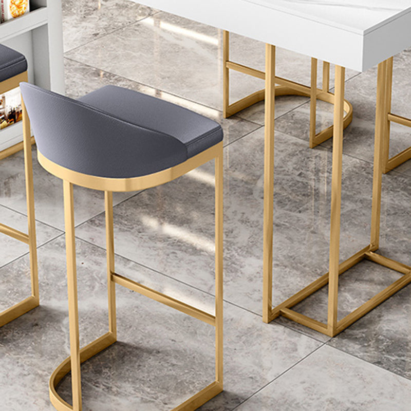 Glam Rectangle Bar Dining Table Wood and Stone Bar Table in White