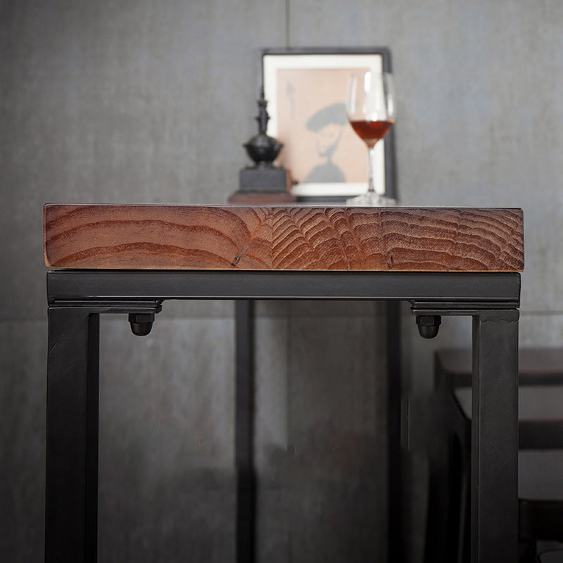 Solid Wood Bistro Bar Table Rectangle Industrial Bar Table for Dining Room