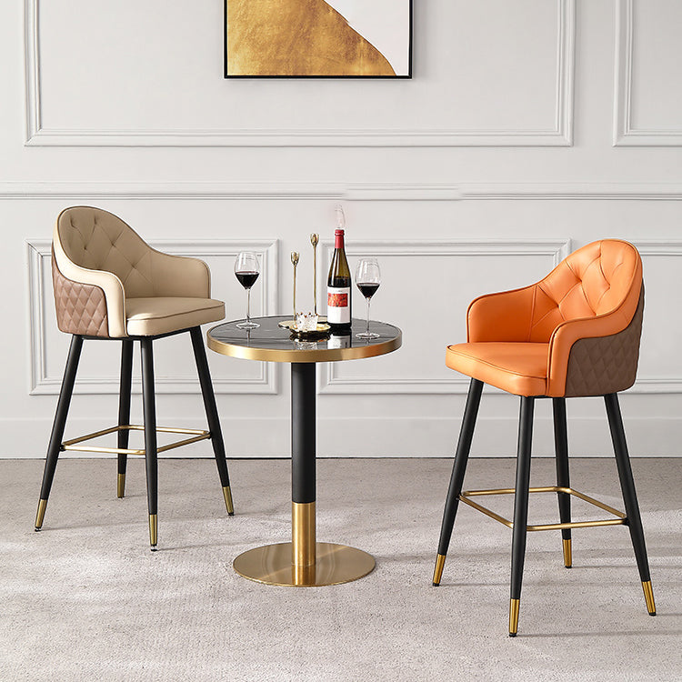 Glam Leather Bar Stool Backrest Counter Stool for Bristol with Metal Legs