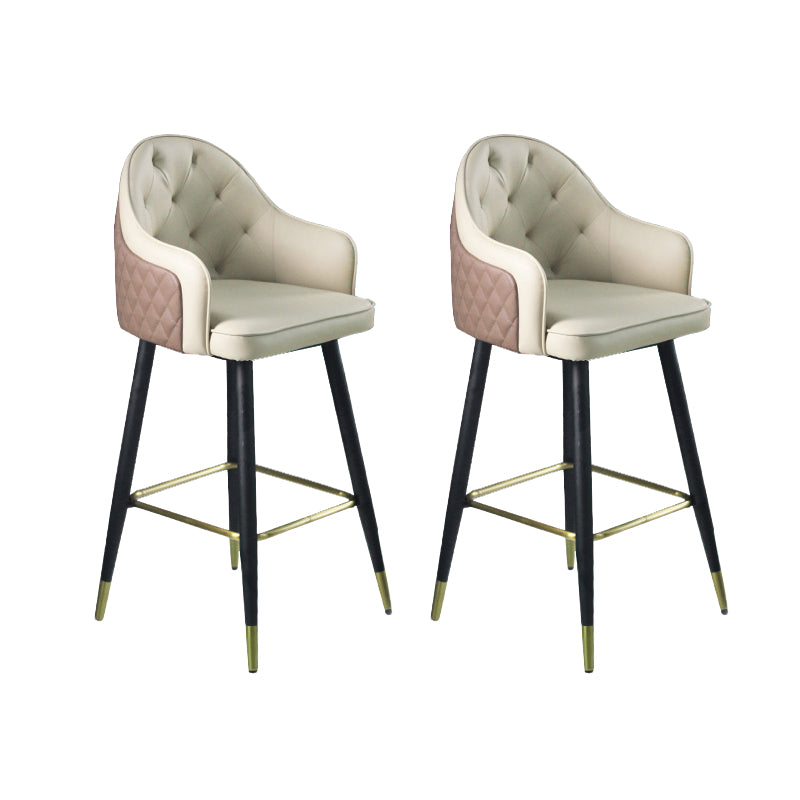 Glam Leather Bar Stool Backrest Counter Stool for Bristol with Metal Legs