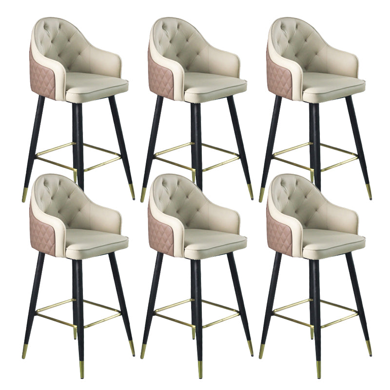 Glam Leather Bar Stool Backrest Counter Stool for Bristol with Metal Legs