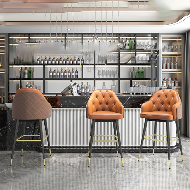 Glam Leather Bar Stool Backrest Counter Stool for Bristol with Metal Legs