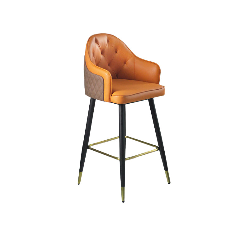 Glam Leather Bar Stool Backrest Counter Stool for Bristol with Metal Legs