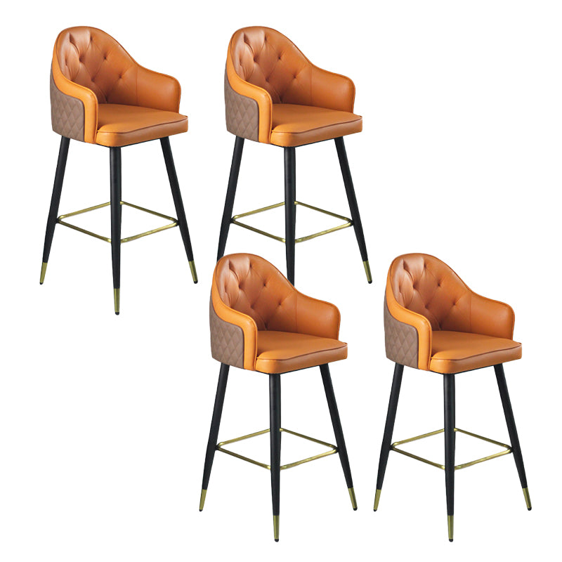 Glam Leather Bar Stool Backrest Counter Stool for Bristol with Metal Legs